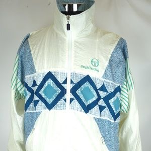 Sergio Tacchini White Blue Abstract Windbreaker